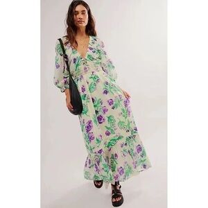 FREE PEOPLE Golden Hour Floral Maxi Dress NWOT
